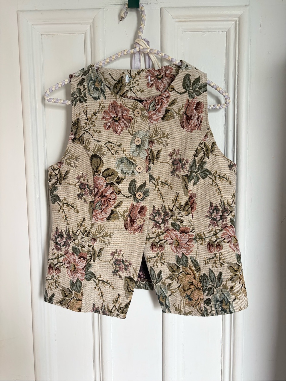 Vintage Floral Tapestry Button Up Vest